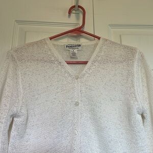 Women’s Pendleton SP cardigan white button down V-neck sheer lightweight
